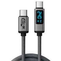 Cable Justlink USB4 Tipo-C a Tipo-C de 240W 8K 40Gbps con Pantalla LED Inteligente de Potencia, Cable de Carga Trenzado para Laptop, MacBook y Teléfono