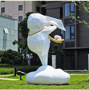 Đồ Trang Trí Sân Vườn Ngoài Trời Tượng Thỏ Sợi Thủy Tinh Làm Vườn Tượng Thỏ Tùy Chỉnh Tượng Sợi Thủy Tinh Thỏ Trừu Tượng - Product Image 5