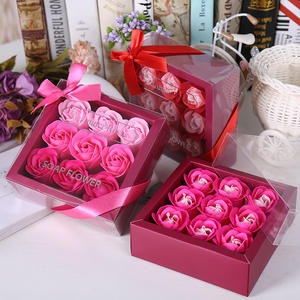 Scatola regalo Multi colore fiore rosa artificiale testa di san valentino rosa rosa sapone fiore scatola con fiocco - Product Image 3