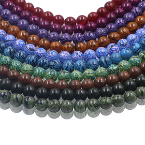 Barniz para hornear de 8MM y 10mm, cuentas redondas de cristal teñidas, <span class=keywords><strong>pintura</strong></span> de mármol colorido, cuentas redondas de cristal para fabricación de joyería, pulseras DIY - Product Image 2