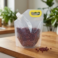 Sac de rangement portable transparent avec poignée et bec verseur, étanche et scellé, pour céréales, grains et légumineuses domestiques