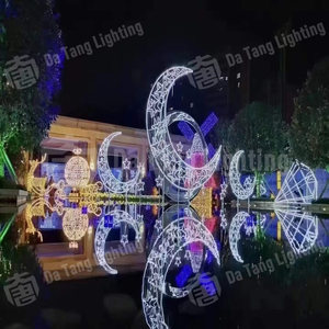 LED Ramadan Moon and Star Lamp <b>Posts</b> with Cultural Patterns IP65 Waterproof for Indoor Outdoor Public Square Seasonal Decoration - Product Image 5