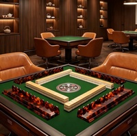 Supports de tuiles de mahjong américaines en acrylique festonnés de luxe de 20 pouces avec poussoirs magnétiques, couleur écaille de tortue, transparent nacré
