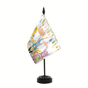Drapeau à thème de Pâques 14x21cm avec base pour la décoration de table ou de bureau Impression numérique - Product Image 1