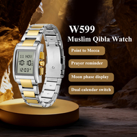 Montre de prière islamique Adhan Fajr Alfajr avec horloge de pèlerinage, Qibla, rétroéclairage, calendrier Hijri, heure de prière musulmane Azan