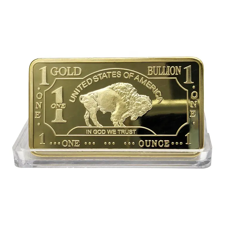 金メッキ地金ビューティーバーアメリカ合衆国1トロイオンスコピーゴールドクラッドバッファローバー100分お土産コイン