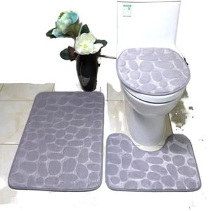 Ensemble de 3 tapis de bain antidérapants et absorbants en microfibre pour salle de bain, tapis de sol de douche, paillasson pour la maison, tapis décoratif pour baignoire à motif galets - Product Image 1