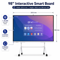 Tableau interactif intelligent Android 13 OEM 98 pouces avec écran tactile 4K HD, double système d'exploitation et partage d'écran sans fil pour l'enseignement scolaire