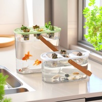 Aquarium de bureau portable ovale pour poissons rouges, système hydroponique de culture sans sol pour petits poissons d'intérieur