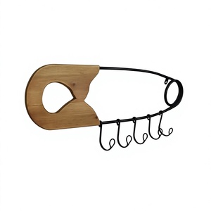 Wall Mounted Key Holder Rustic Wooden Key Rack with Metal <b>Hooks</b> Entryway Organizer for Home Office - Product Image 2