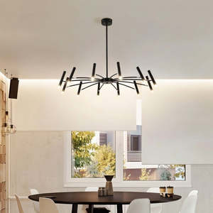 Industrial Black&<b>Gold</b> Iron Chandelier Farmhouse 12 <b>Lights</b> Candle Hanging Pendant <b>Light</b> Living Room Bedroom Indoor <b>Light</b> Decor - Product Image 3