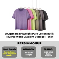 Kaos Batik Retro Reverse Wash Gradient, Katun Murni Tebal Ukuran Besar Lengan Pendek, 1pc MOQ OEM ODM Kustomisasi