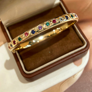 Aazuo-Joyería Vintage con zafiros cultivados en laboratorio, conjunto de joyería de lujo de oro amarillo macizo de 18K, anillo y brazalete, regalo para mujer, alta calidad - Product Image 4