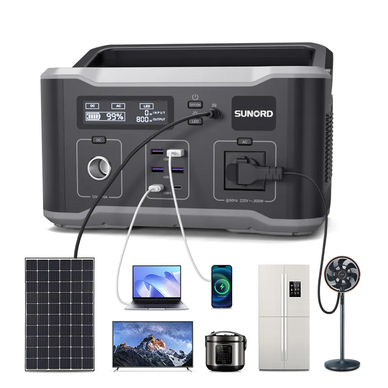 SUNORD 태양열 600w 가정 야외 휴대용 전원 공급 장치 리튬 배터리 백업 전원 공급 장치 가정 발전소
