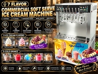 Dubbele Systeem 7 Smaken Soft Serve IJsmachine Commerciële Automatische Amerikaanse Yoghurt Acai Bowl IJsmachine Met Luchtpomp