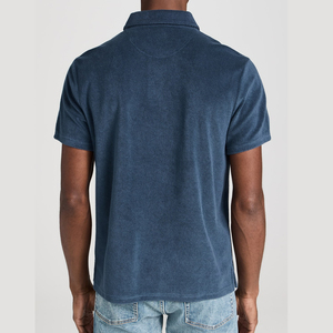<span class=keywords><strong>Polo</strong></span> blu scuro ricamato personalizzato Logo 100 cotone Casual in bianco di alta qualità asciugamano a maniche corte <span class=keywords><strong>Polo</strong></span> uomo - Product Image 3