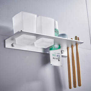 Portavasos Doble Minimalista para Montar en la Pared, 4 Pulgadas de Ancho, Ahorra Espacio, Estante de Almacenamiento para Baño - Product Image 2
