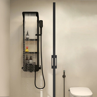 Étagère De Salle De Bains Polie Moderne De Luxe Ensemble De Douche Robinets Thermostatiques Muraux Contemporains Pluie Douce Juego De Ducha