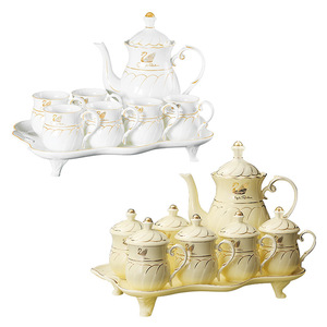 <b>Set</b> of 6 Arabic Style Ethiopian Porcelain Drinkware Coffee Cup Saucer & Tea Cups Pots Plates Gift Box Packing - Product Image 4