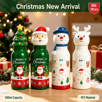 Bouteille d'eau en plastique PET mignonne de Noël de 500 ml (17 oz) pour enfants, sans BPA, idéale pour les fêtes, cadeaux promotionnels - Vente en gros ZB