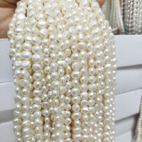 Perles d'eau douce baroques naturelles de haute qualité en gros, 6-8 mm, perles blanches en vrac, brins de perles