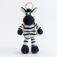 Porte-clés en peluche zèbre mignon, prêt à être expédié, pendentif animal de la jungle en peluche, breloque de sac, accessoire Kawaii CE EN71 CPC