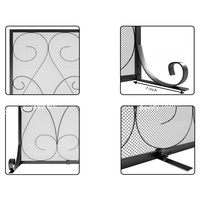 Écran de cheminée en fer forgé artisanal à panneau unique, design moderne à volutes symétriques, finition poudrée, ensembles de qualité supérieure