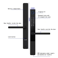 Cerradura Inteligente de Embutir de Aleación de Aluminio con Desbloqueo por Llave/Tarjeta/Contraseña, Almacenamiento en la Nube para Puertas Correderas de Acero/Latón, Cerradura Digital