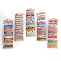 12Pcs Set Gelang Tenun Bohemian Warna-warni Gaya Etnik Nepal Gelang Persahabatan Geneva dengan Rumbai Modis