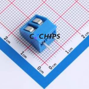 DB102-5.0-2P-BU-S Screw Terminal Block P=5mm Connector ( Construction: 1x2P )( Pitch: 5mm )( Color: Blue ) - Product Image 2