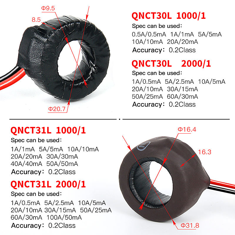 Small AC Current Transformer Ring Type CT QNCT17L 10mA 20A 20mA 30A 15mA 50A 25mA 100A 50mA 2000 Micro Current Transducer Sensor