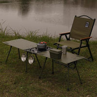 Table pliante rectangulaire moderne pour le camping en plein air, en alliage d'aluminium léger, multifonction, avec support lumineux