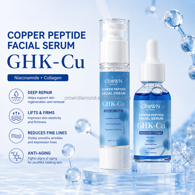 Ghk Cu Copper Peptide Skincare Set Anti Aging Facial Serum Cream Firming Wrinkle Care Hydrating Repairing Elasticity Oem
