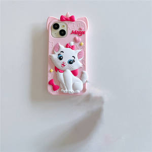 غطاء هاتف سيليكون كرتوني مع حبل تعليق، تصميم قطة ماري بفيونكة وردية، مقاوم للصدمات والسقوط، غطاء واقي ناعم للنساء، متوافق مع آيفون 14 - Product Image 6