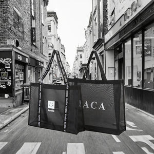 スタイリッシュなキャンバストートカスタムプリントレターパターンコットンメッシュバッグ夏のビーチショッピング - Product Image 3