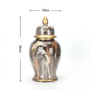 Jarrones de Jengibre de Cerámica y Porcelana, Jarrones Altos de Cerámica Dorados, Florero de Mesa para Decoración de Bodas y Hoteles - Product Image 6