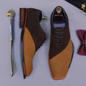 Zapatos de cuero de negocios para hombres en nuevo estilo con acabado de terciopelo inverso-Zapatos bajos de gamuza multicolor de estilo británico para hombres - Product Image 2