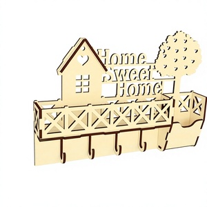 ที่แขวนกุญแจไม้ติดผนังลาย 'Home Sweet Home' สำหรับตกแต่งทางเข้าบ้าน - Product Image 1