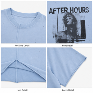 เสื้อยืดคัสตอมทรงครอป 300GSM ผ้าคอตตอนหนานุ่ม ซักย้อมสีแบบแอซิดวอช ทรงโอเวอร์ไซส์ บ็อกซี่ พิมพ์ลายกราฟิกประดับเพชร สไตล์สตรีทแวร์ เสื้อยืดผู้ชาย - Product Image 3