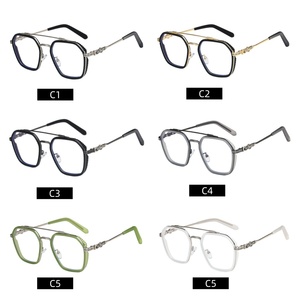 Lunettes Qsky populaires haut de gamme pour hommes, anti-lumière bleue, anti-radiation, pour ordinateur, monture carrée TR90 à double pont, style pilote - Product Image 5