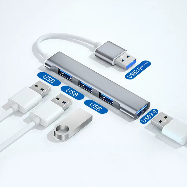 4-in-1 USB 2.0 3.0 to Type C Hub USB to USB Adapter with Ethernet Cable for Laptop & Cellphone