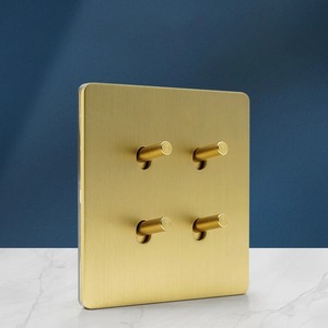Vàng chải thép không gỉ Bảng điều chỉnh Retro chuyển đổi tường chuyển đổi ánh sáng 1-4 băng đảng 2way chuyển đổi kép USB EU FR Ổ cắm điện cắm cho nhà - Product Image 4
