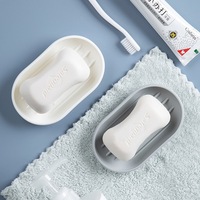 Vente en gros de porte-savon de salle de bain rectangulaire à double compartiment, moderne, écologique, antidérapant, avec drainage, motif de dessin animé, robuste