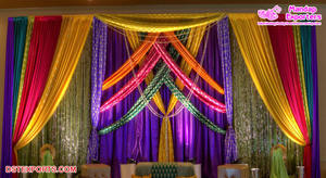 Boda Mehndi/Sangeet evento Multicolor telones de fondo musulmán boda Henna fiesta telón de fondo cortinas hindú Mehndi noche escenario cortina - Product Image 4