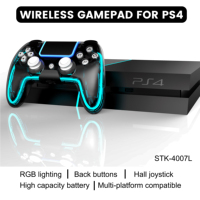 Manette sans fil avec joystick 3D à lumière RVB, bouton turbo, moteur à double vibration pour 4 () Android/iOS/PC - Jeux vidéo