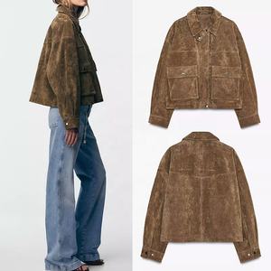 Autunno nuovi arrivi <span class=keywords><strong>Trench</strong></span> giacca pilota in vera <span class=keywords><strong>pelle</strong></span> con zip da <span class=keywords><strong>donna</strong></span> - Product Image 2