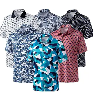 Mannen Prestaties 100% Polyester Golf Shirts Full Piece Sublimatie Printing Golf Polo Shirt Met Aangepaste Logo