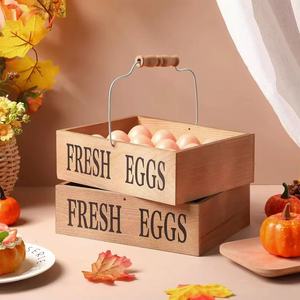 Wooden Egg Storage <b>Box</b> With Handle <b>Large</b> Capacity For Fresh Eggs <b>Gift</b> Use - Product Image 1