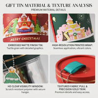 Cajas de Regalo Navideñas Personalizadas con Ventana, Cajas de Embalaje Redondas de Papel Rígido con Logotipo Impreso Personalizado al por Mayor