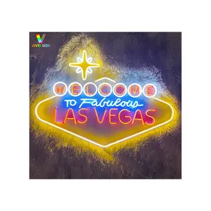 Fabrika kaynağı yüksek kalite özelleştirilmiş 12V Led Neon burcu dükkanı adı Neon ışık logosu Las Vegas Neon burcu